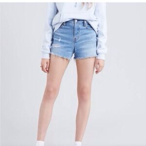 Levi’s Blue High-Waisted Jean Shorts with Frayed Hem stretch, summer size 29W